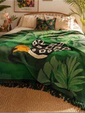 NWT FARM Rio Toucan Brazil oh so cozy Throw Blanket